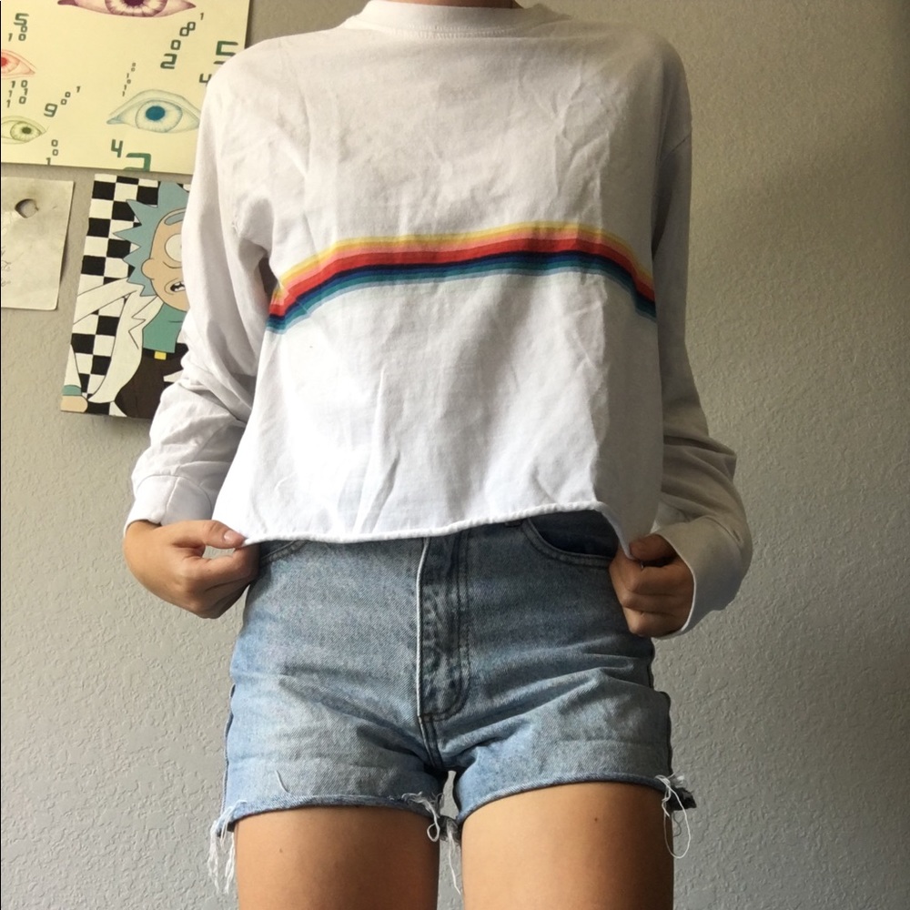 🌈Brandy Melville🌈 Polaroid Long Sleeve Crop Top
